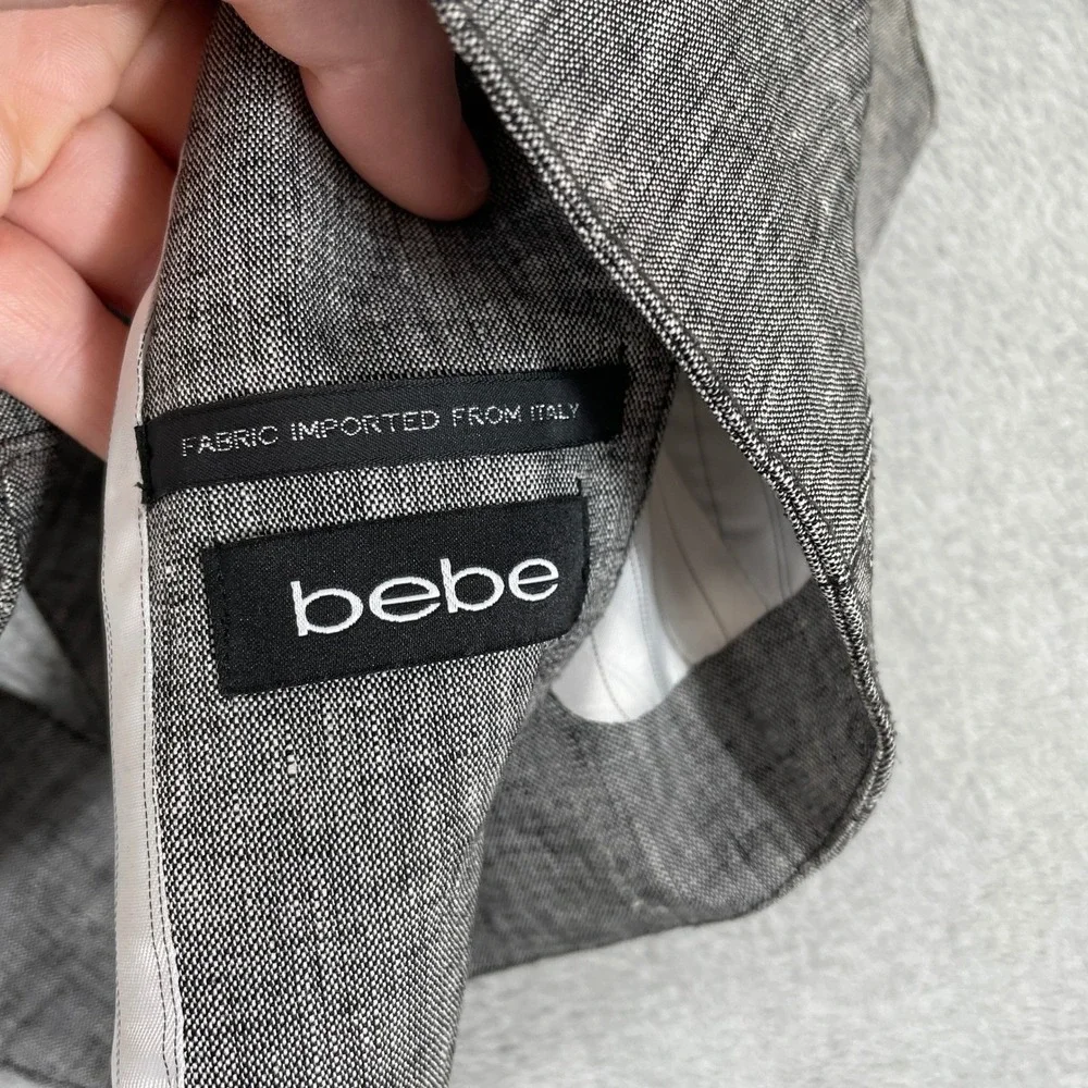 Y2K Bebe Vest Women Medium Gray Linen Blend Cage Back Button Front Waistcoat - Picture 4 of 10